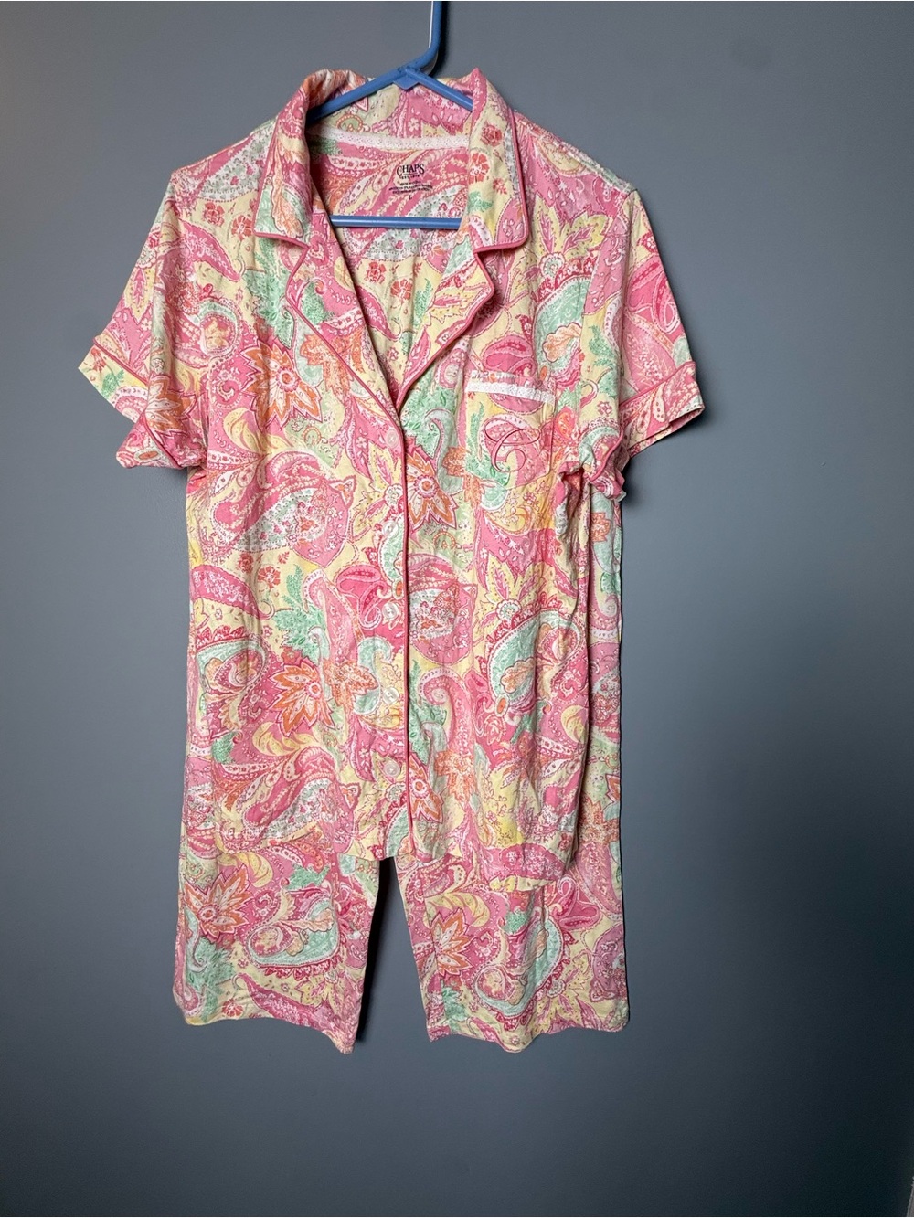 CHAPS Floral 2 Pc Jersey Capri Summer Sleep Set Womens Sz L